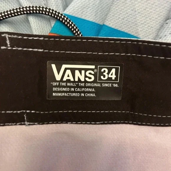 VANS Nathan Fletcher Rising Swell Blue Surf Boardshorts Geometric Size 34 - Picture 8 of 10